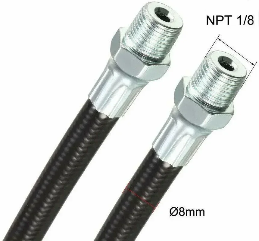 1pc Flexible Grease Whip Hose Heavy Duty High Pressure Long Extension NPT 1/8 Thread 300-1000mm Repairing Tool Parts