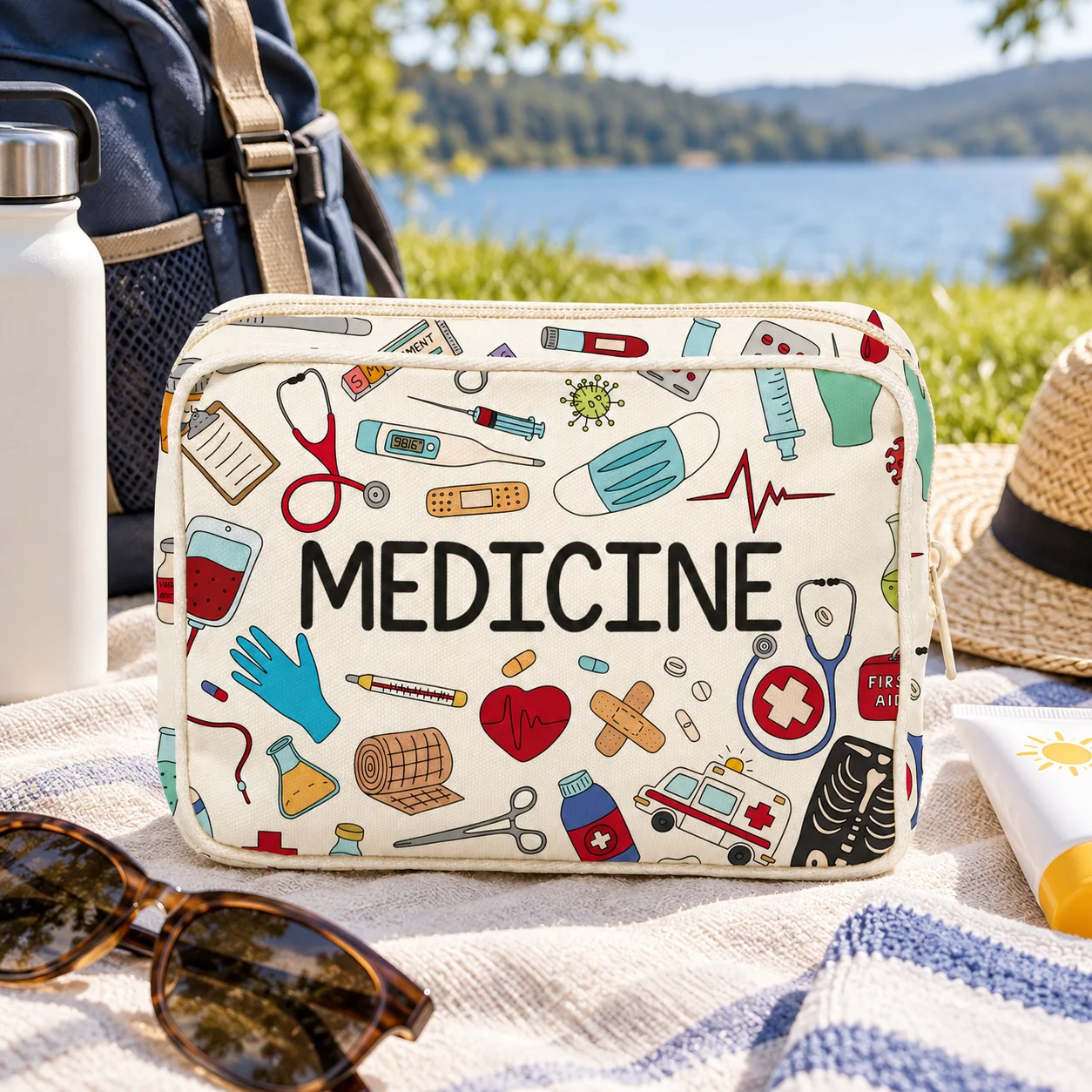 Medicine Storage Pouch Medical Print First Aid Bag Home Camping Travel Emergency Organizer Portable Medicine Organizer Case - view 6