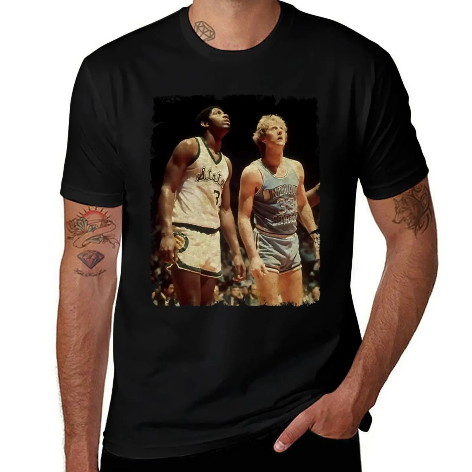 Magic Johnson vs Larry sport bird T-Shirt Street Style Casual Tee Shirt T-Shirt
