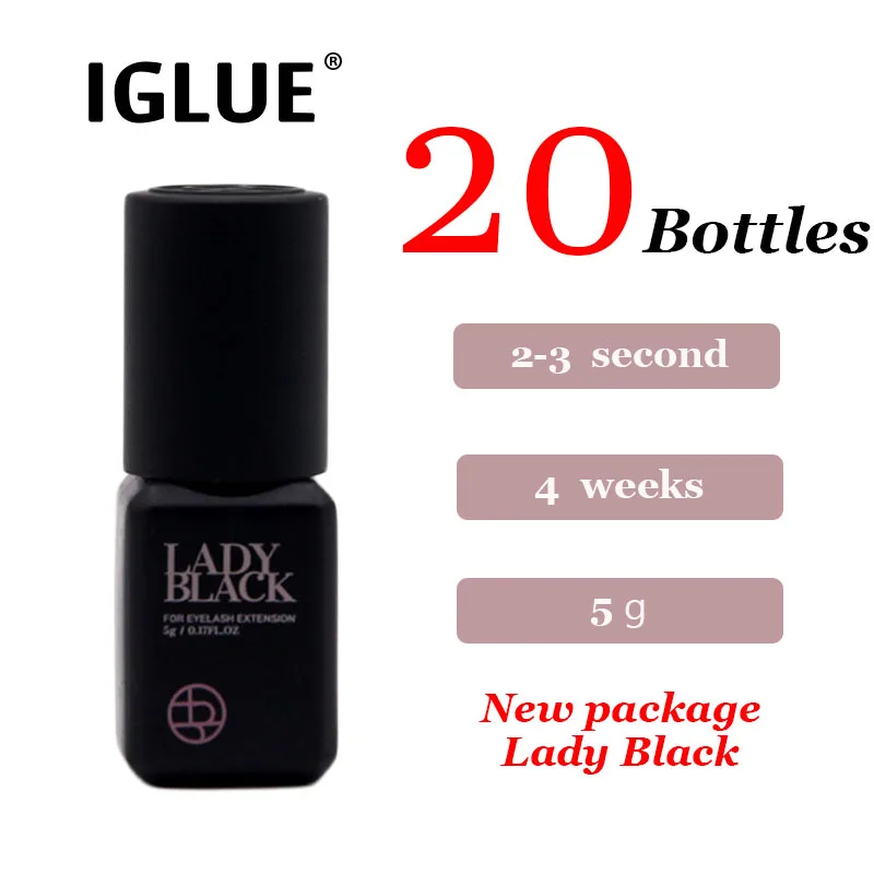 

20 Bottles Lady Black False Eyelash Glue 5g Lash Extension Supplies Fast Drying Professional Security Tools New Package