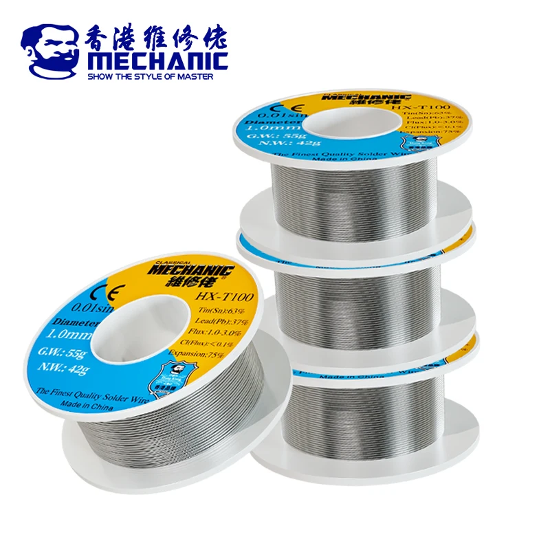 MECHANIC HX-T100 Soldering Wire Rosin Core 55g 0.4/0.5/0.6/0.8/1.0/1.2mm Lead Tin Wire Solder Welding Tools Flux 1-3%