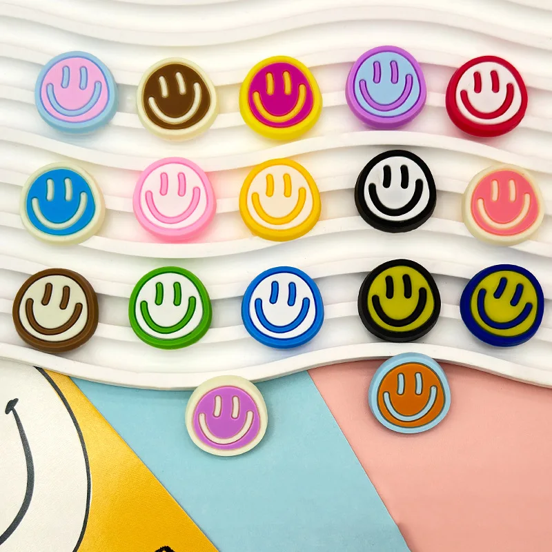 20-Pack Smiley Face Shoe Charms - Detachable Street Style Decor for Sandals & Beach Bags - Fun Christmas Gifts