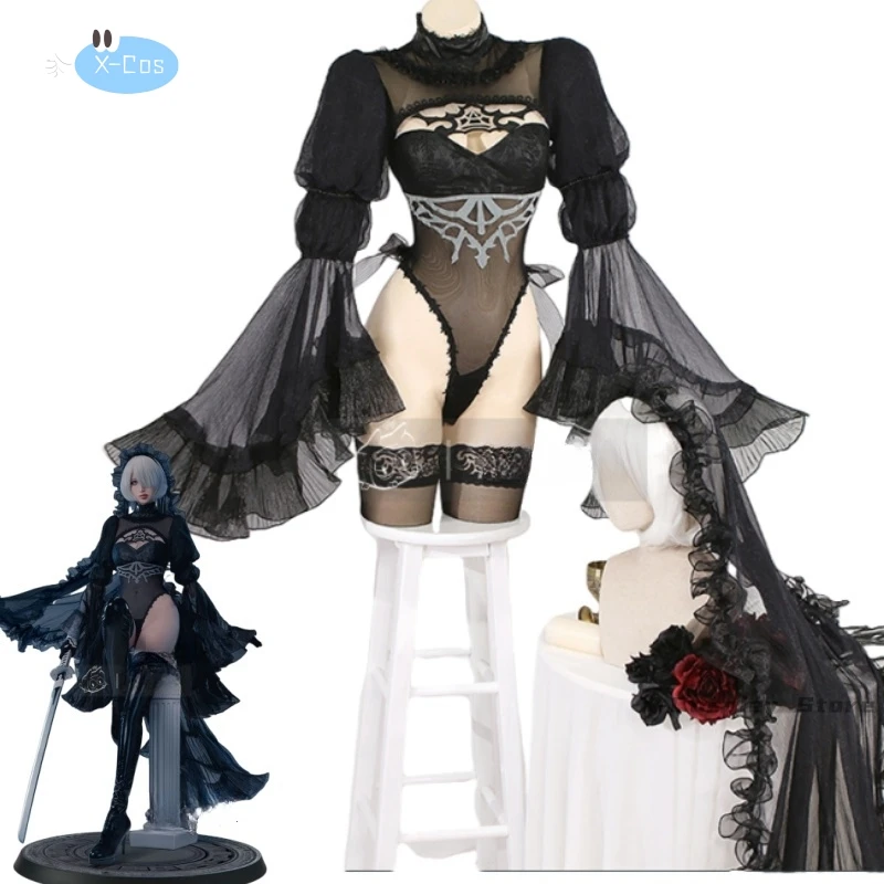 Game NieR Automata 2B Type B Cosplay Fantasia Costume Adult Women Fantasy Sexy Jumpsuit Outfits Halloween Carnival Disguise Suit