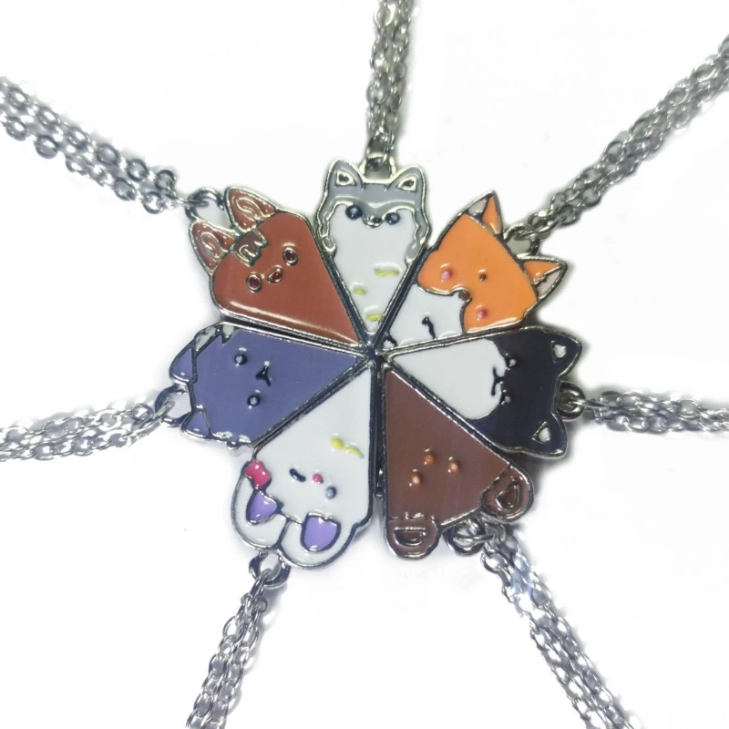 Animal Puzzle Pizza Pendant Necklace Set for Children Sister Gift Fashion Temperament Clavicle Chain 57BD