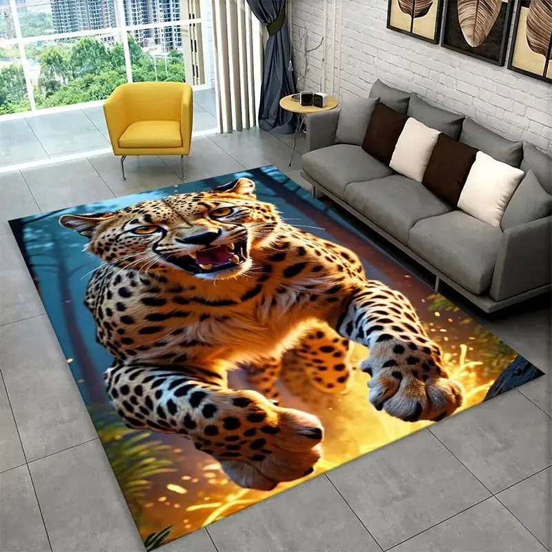 Fierce Leopard Cheetah Animal Beast Large Area Rug Non-slip Carpet for Bedroom Living Room Sofa Doormat Home Decor Floor Mat