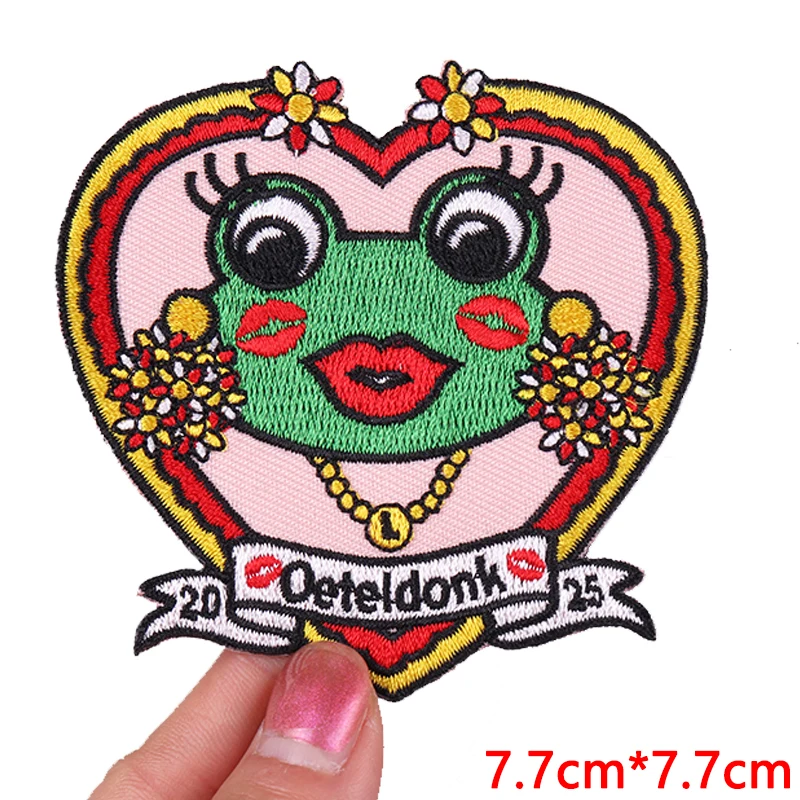 Oeteldonk embleem kikker patch DIY carnaval voor Nederland strijkpatches op kleding kikker geborduurde patches voor kleding