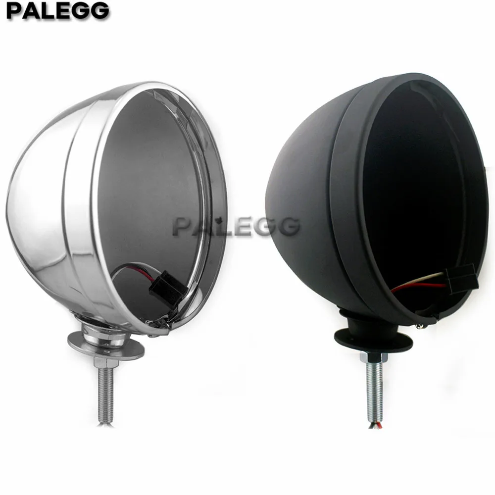 

7" Motorcycle Headlight Bucket Housing Headlamp Shell Bottom Mount For HarleyCruiser Chopper Cafe Racer Bobber Custom Universal