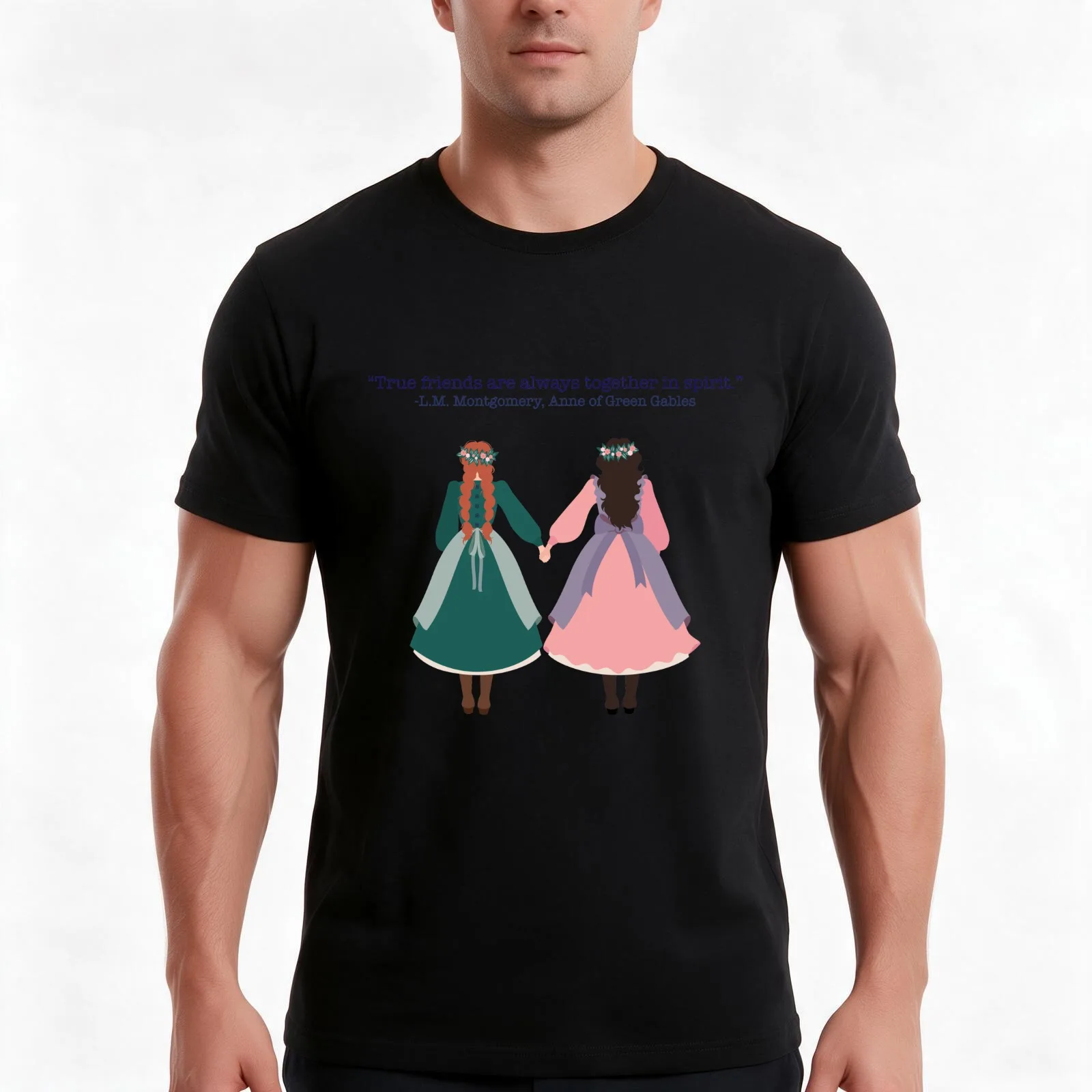 “True friends are always together in spirit. T-Shirt Summer Casual Cotton Tee, Oversized Streetwear Tops, Unisex Men Women