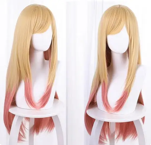 

Anime My Dress-Up Darling Marin Kitagawa Cosplay Wig Yellow Pink Gradient Hair Long Straight Hair Kawaii Cute Halloween Carnival