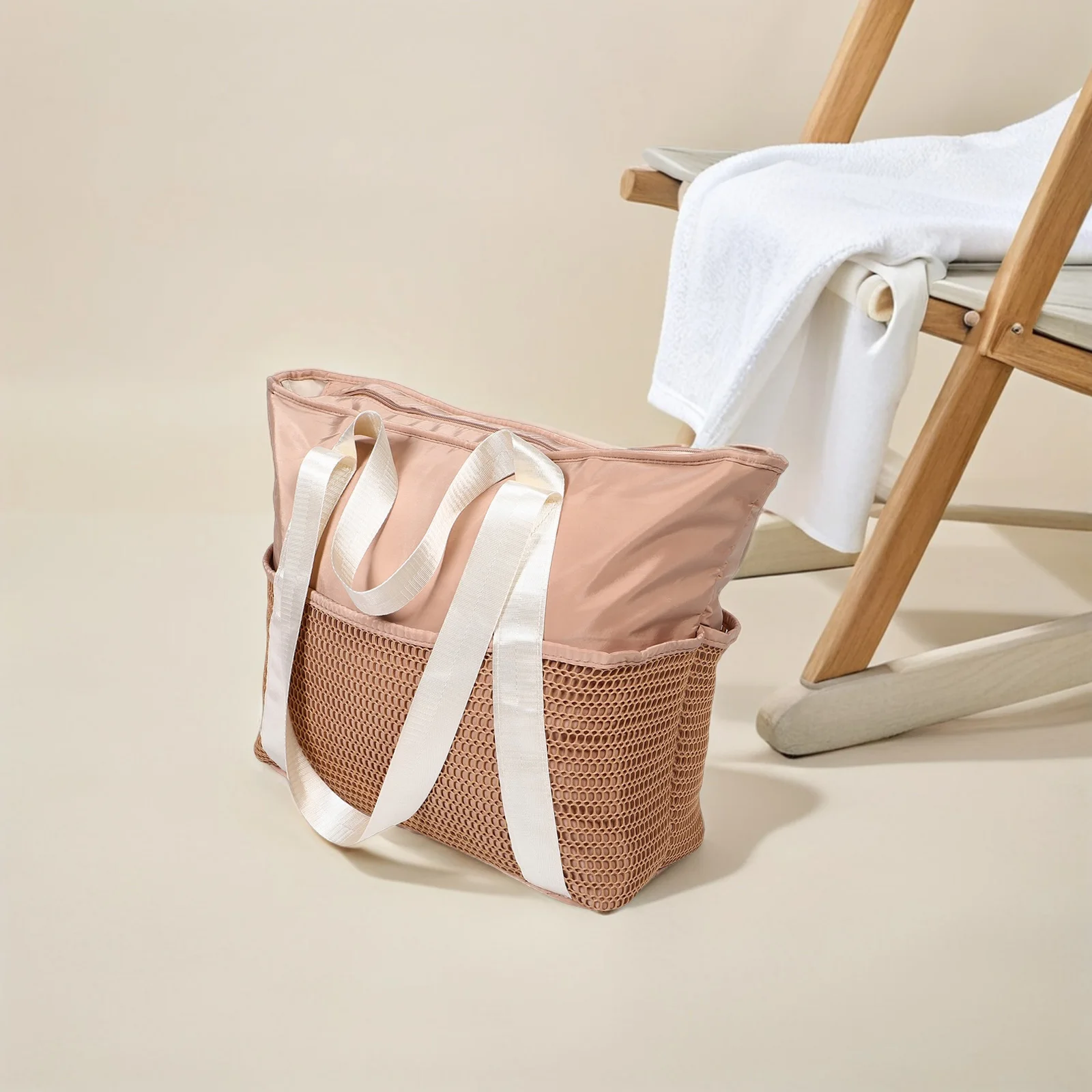 1pc Swimming Gym Bag Beach Waterproof Pool Bags Women Nylon Large Capacity Tote Mesh Lightweight Sandproof Travel Swimmers Bag