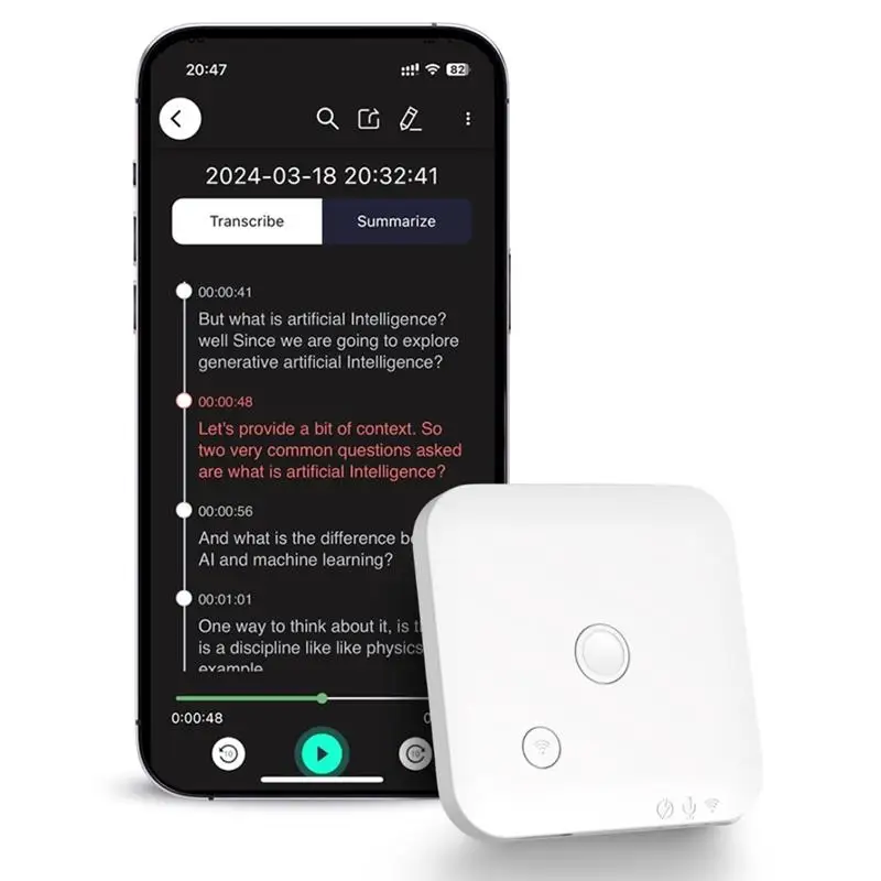 New! AI-Powered Voice Recorder and Call Recorder with Speech-to-Text & Summarization, Supports 100 Languages, 64GB Storage