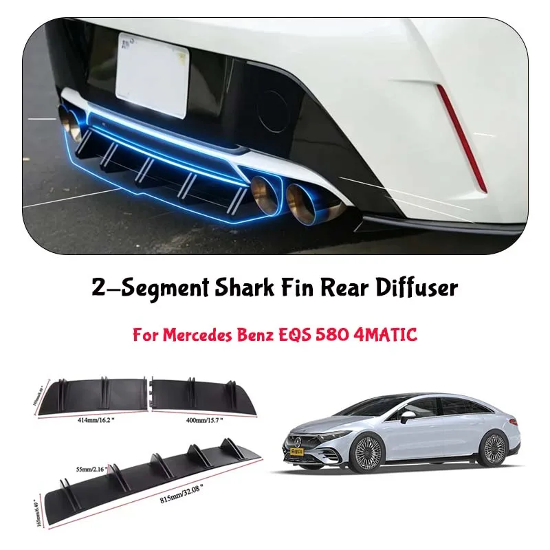 For Mercedes Benz EQS 580 4MATIC Shark Fin Rear Diffuser Split Chassis Spoiler Auto Aerodynamic Parts Aerodynamic Modification