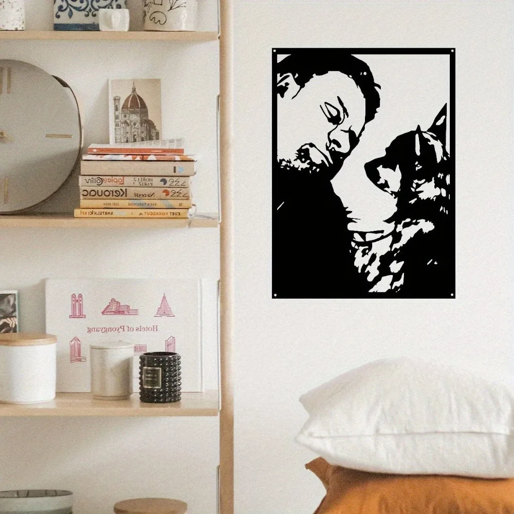1pc Framed Custom Metal Portrait, Personalized Photo Line Art Wall Decor, Unique Keepsake Gift Stylish Home Interior Ornament