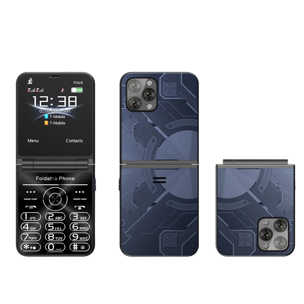 SERVO Flilo9 3G Mobiele telefoon Dual SIM Standby Oproep Opname Snelheidsknop FM-radio Blacklist Zaklamp Opvouwbare knop Mobiele telefoons