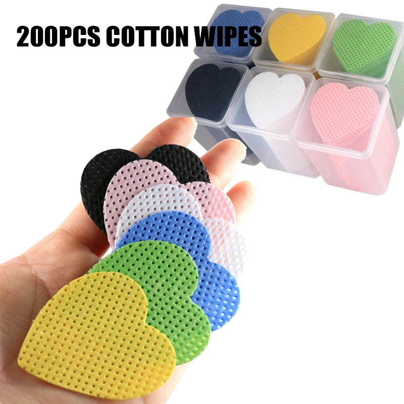 200Pcs Lint-Free Nail Polish Remover Cotton Wipes nail cleaner Heart UV Gel Tips nail gel remover Cleaner Paper Cleaning Tools