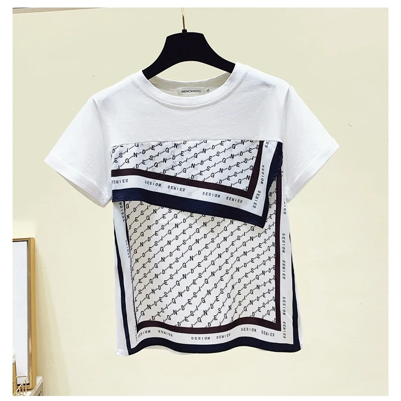 Woman’s Fashion New T Shirt And Blouse Letter Print Short Sleeve Luxury Design Series White Korean Popular Clothes Brand Tee Top