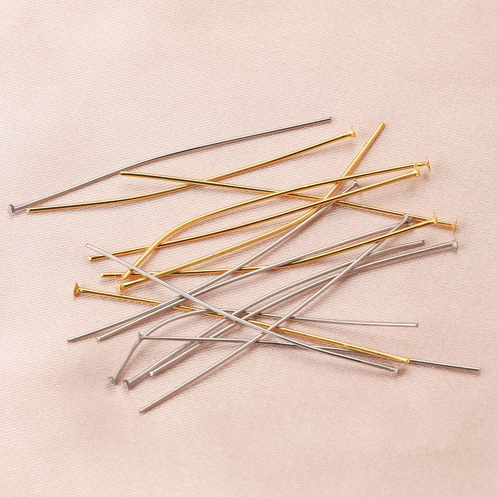 50pcs 20/30/45/50mm Gold-Plate Stainless Steel T word Head Pins for DIY Flat Jewelry Making Bracelet Findings Material wholesale