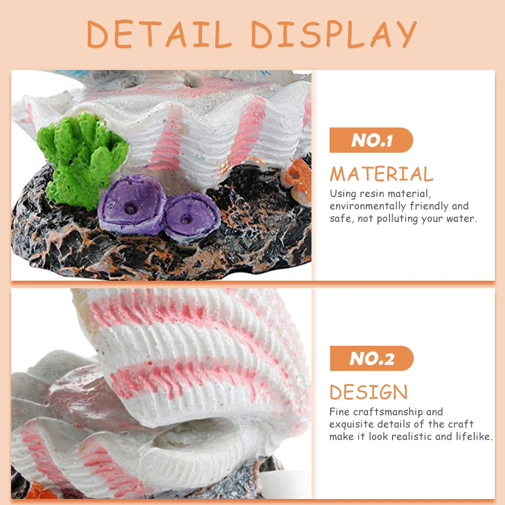 

2Pcs Aquarium Sea Shell Bubble Stone Pink Glass Fish Tank Adornment Resin Craft L scaping naments Pearl Decor Pet Supplies