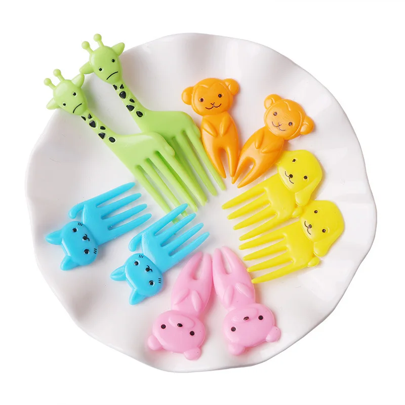 Mini Cartoon Animal Farm Fruit Fork for Children Snack Cake Dessert Food Fork Bento Lunches Toothpick Party Decor 10/20 Pcs