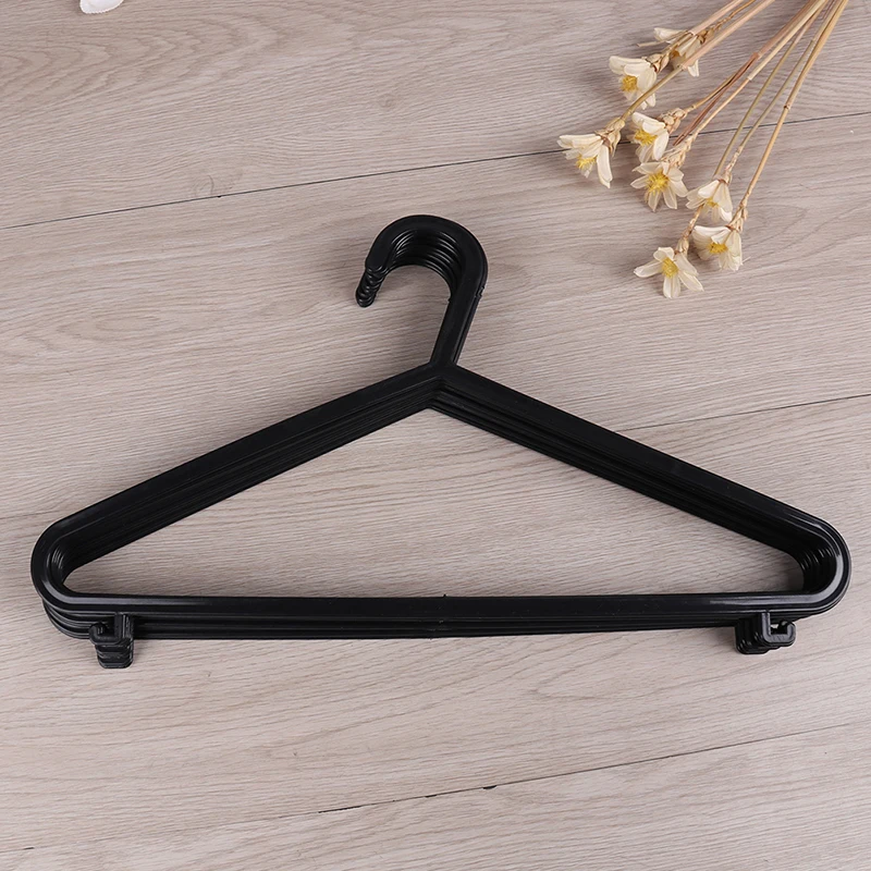 10pcs Adult Clothing Hanger Black Plastic Portable Household Clothes Dress Organizer Non-Slip Outdoor Dry Clothes Hanging Rack