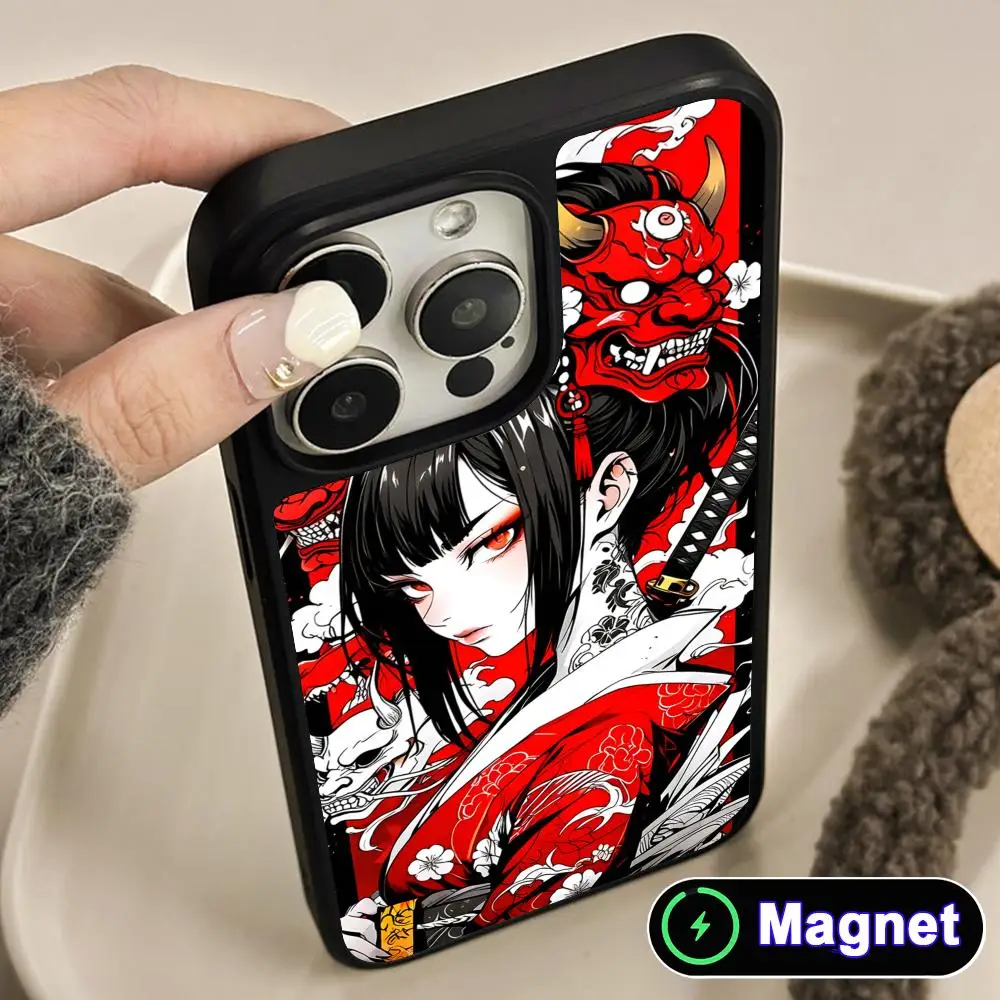

Geisha Tattoos Phone Case for iPhone 17 16 15 14 13 12 11 Air Pro Max Plus Matte Surface Magnet Cover