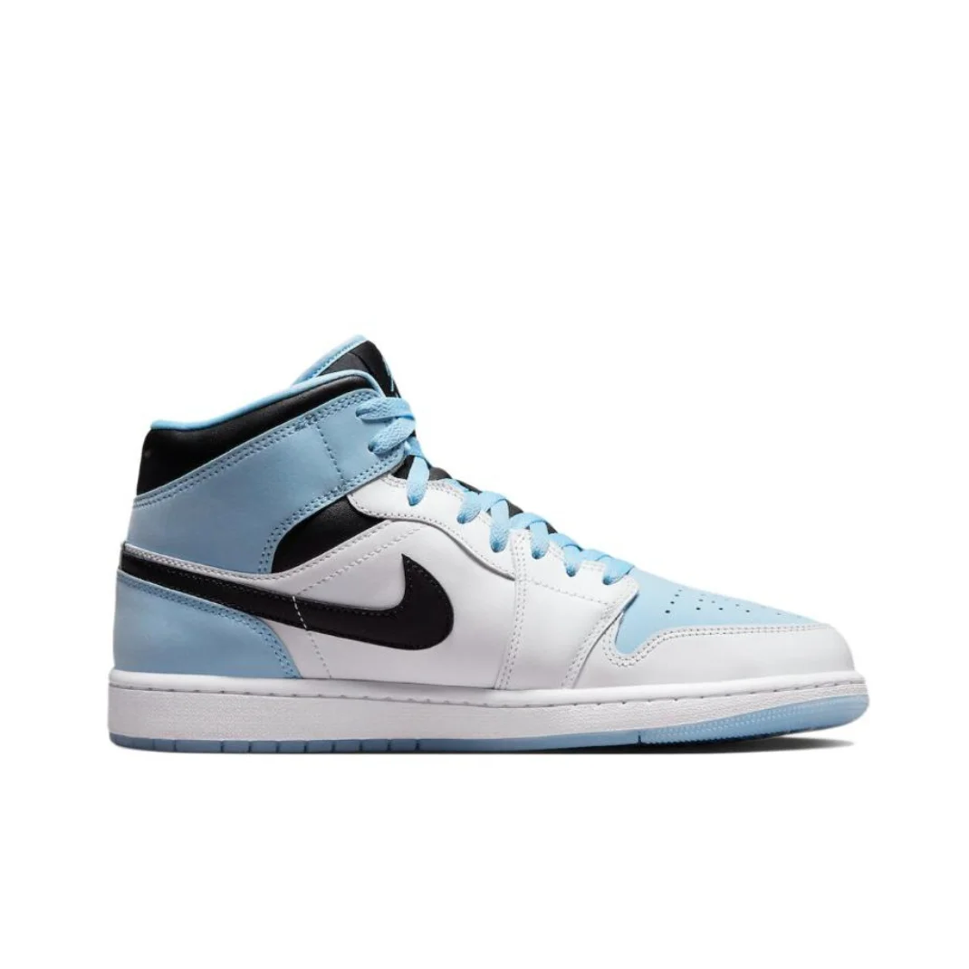 Zapatillas de baloncesto Nike Air Jordan 1 Mid Classic Retro para hombre, cómodas, antideslizantes, color azul cielo y blanco