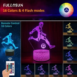 Football 3D Night Light  Character Messi USB white Touch Colorful Remote Control 16 Colors Fan's Collect birthday gifts