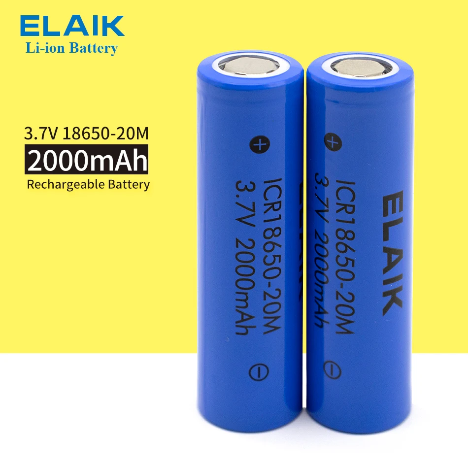 

1-5pcs ICR18650 3.6V 2000mAh rechargeable lithium battery stable performance Wide range of energy storage 20m-flat head