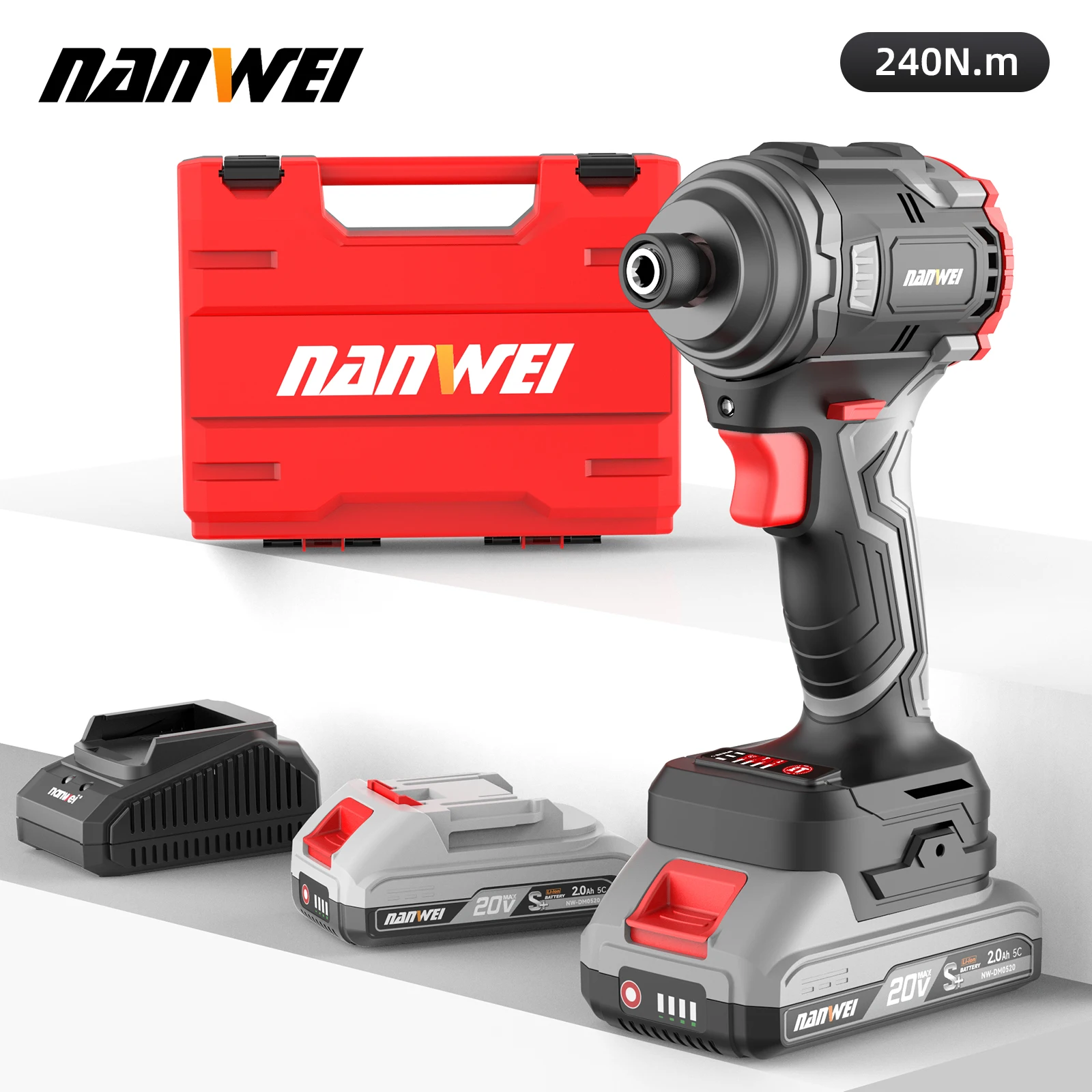 

Ударный шуруповерт NANWEI 240 Нм, 20 В, литий-ионный, бесщеточный, двухскоростной, для дома и DIY, электрическая дрель-отвертка