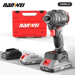 NANWEI 240NM Lithium-ion Brushless 20V Two-Speed Impact Driver Household Drill DIY Electric Screwdriver