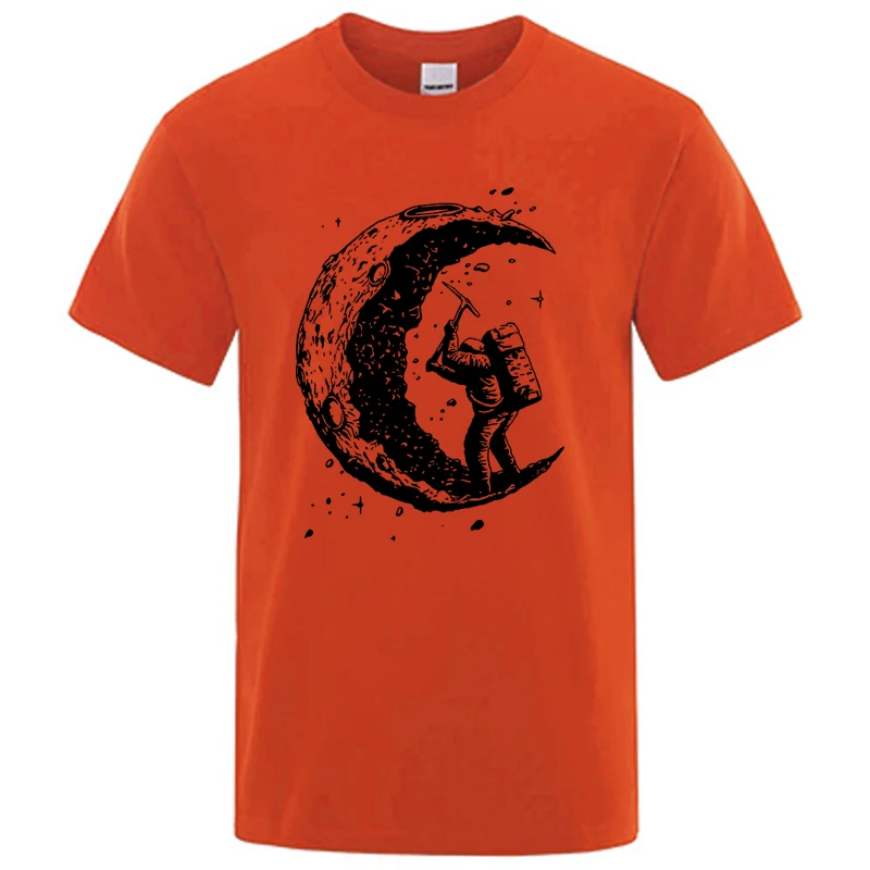 

Moon Print Men's High Quality 100% Cotton Casual Summer Cool Short Sleeve Men Tshirt t-shirt Male Tee Shirts Male Tee Tops Y2K