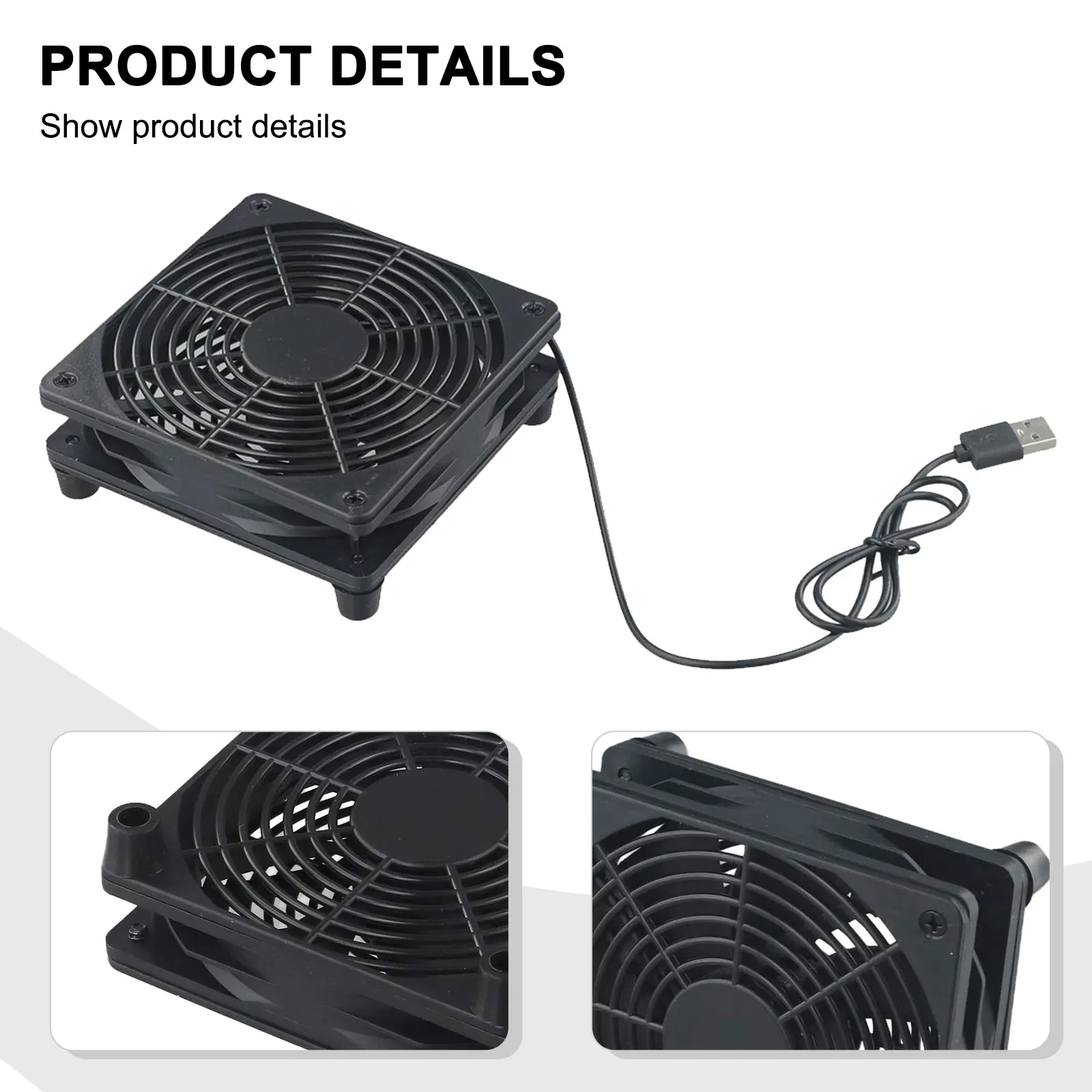 

ABS 120mm 5V USB PC Router Fan High Air Volume Cooling Fan For DVR Modem Router 12*12*4cm Black 1400rpm USB Interface