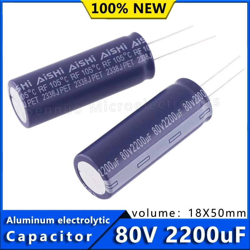 

5Pcs New 80V 2200uF Aishi Electrolytic Capacitor 80V 2200UF High Frequency Low Resistance Power Amplifier Filter 2200UF 80V