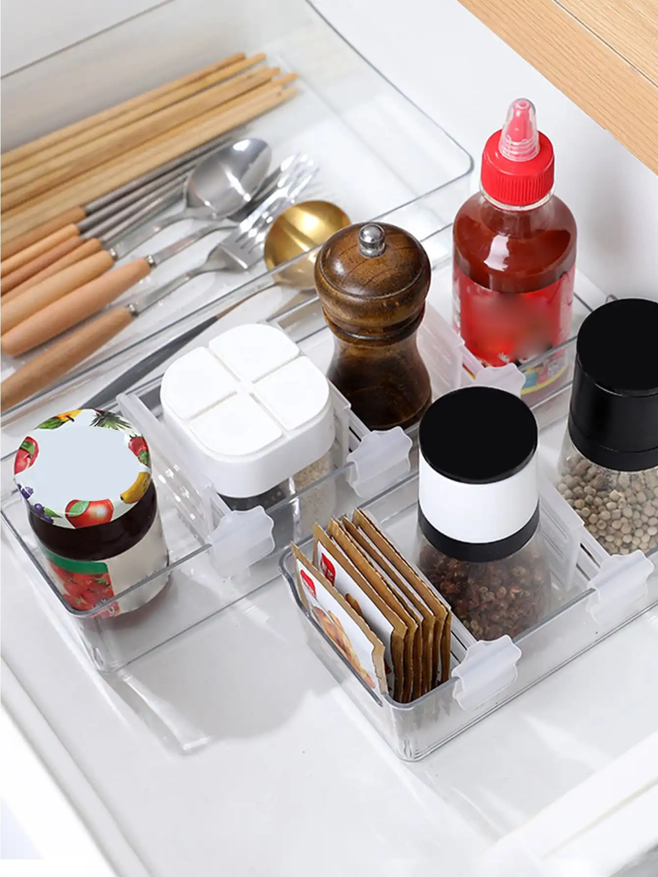 Refrigerator Storage Partition Board Retractable Plastic Divider Storage Splint Kitchen Bottle Can Shelf Organizer