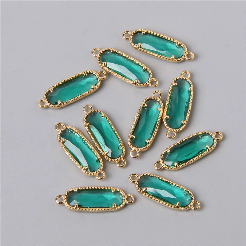 10pcs Oval Glass Connector Pendant Charm for Making Necklace Earrings Bracelet Finding DIY Jewelry 7X20mm Accessories Wholesale