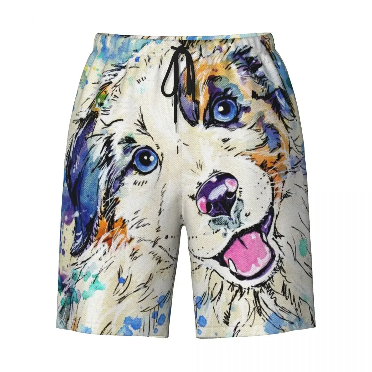 Custom Australische Herder Hond Zwembroek Mannen Snel Dry Board Shorts Collie Puppy Badmode Pakken Boardshort