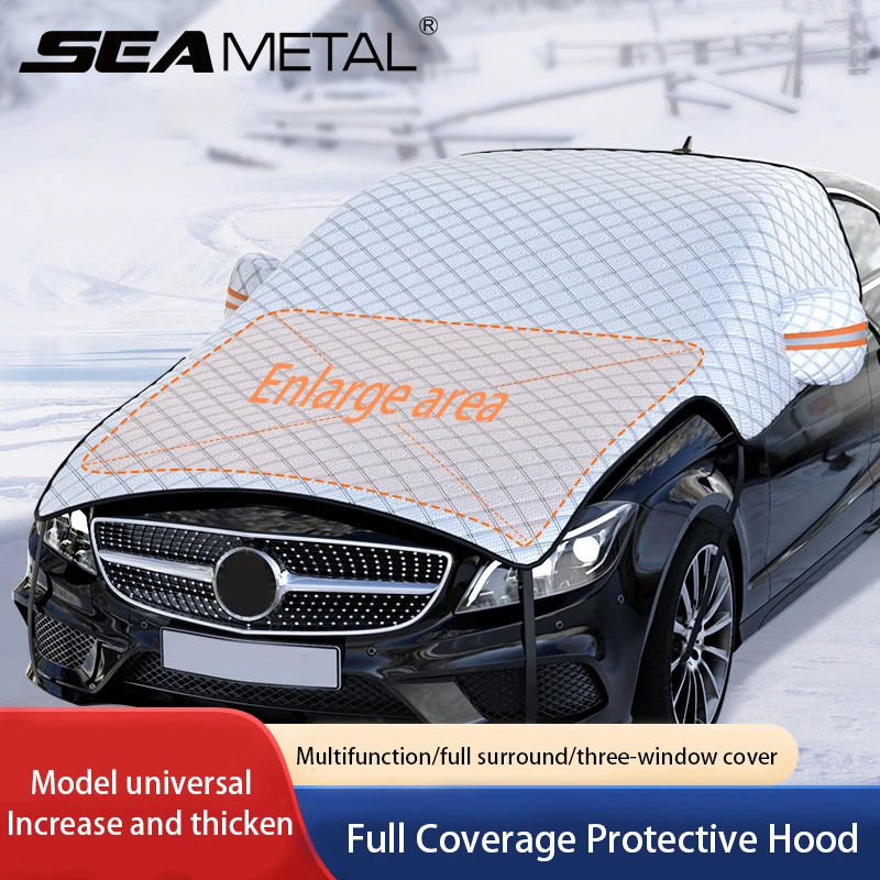 SEAMETAL Upgraded Car Window Snow Cover Large Size Windshield Snow Shield with Hood Cover Universal for Sedan Suv Hatchback