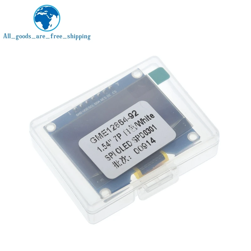 Imagem -03 - Tzt 1.54 Polegada 4pin 7pin Branco Azul Módulo de Tela Oled Ssd1309 Unidade ic Compatível para Ssd1306 Spi Interface 128*64