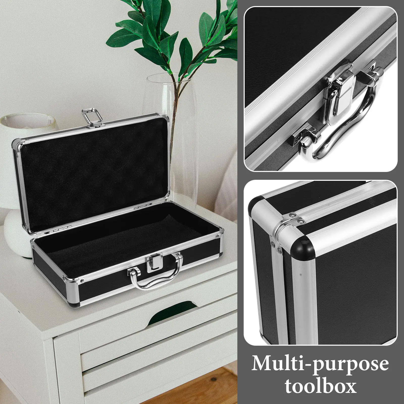 

Lockable Aluminum Alloy Medicine Box Large Capacity Portable Storage Case for Home Office Travel First Aid Emergency Kit Tools