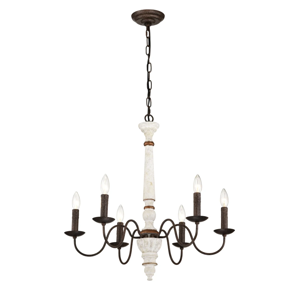 Retro white and Rust Color Chandelier With Light Fixture 6 Light (E12 NO include Bulb)  Pendant Light Fixtures