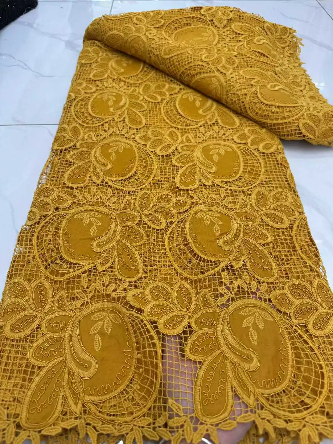 

5 Yards Nigerian Guipure Cord Lace Fabric High Quality Embroidery African chiffon Wedding Lace Fabric 2026 Material