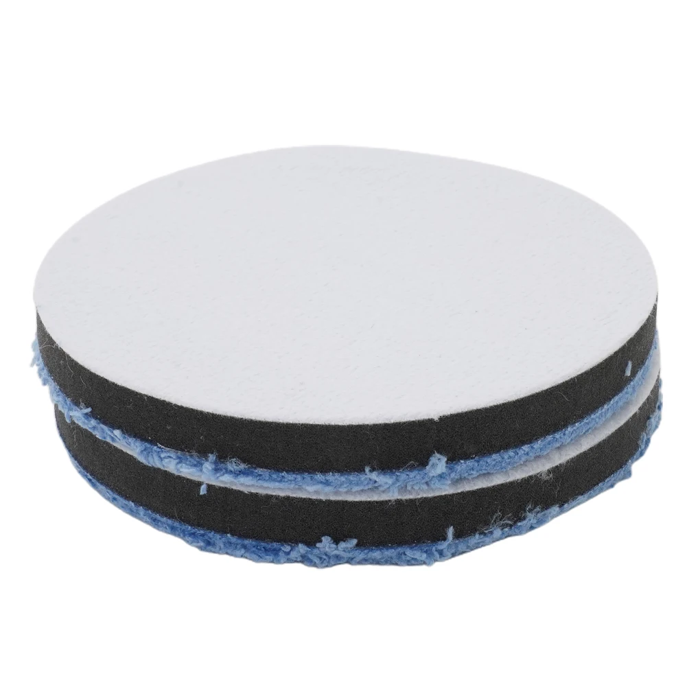 2 Piece Microfiber Polishing For Pads Set for Car Polishers with Sponge Foam Base for 3 inch to 7 inch Backing Plate Sizes