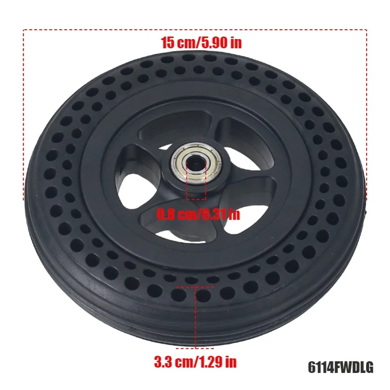 Long Lasting Electric Scooter Tire,6 Inch 6X1 1/4Solid Tire with Wheel Hub Explosion Proof Design, Suitable for Private Land Use