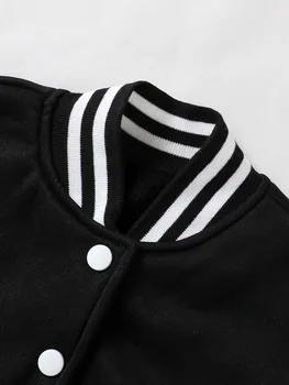 Girls Letter S Baseball Jacket 3 Children's Clothing, Girls' Short Baseball Jacket, Casual Sports School Uniform, Letter "S" Pattern Design Jacket, Suitable for Girls Aged 4 to 13, for Outdoor Wear and Home Casual Wear 3