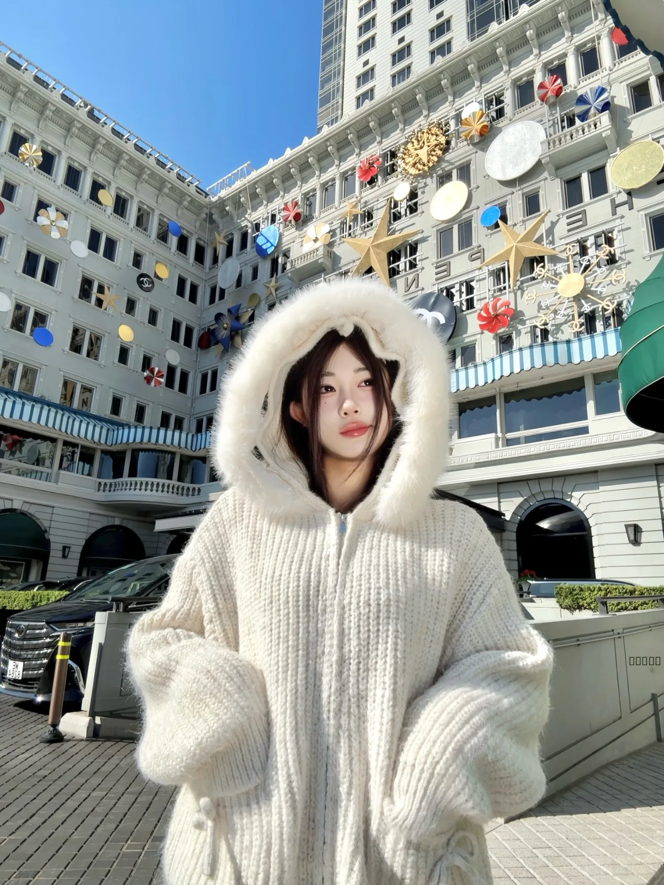 

Uoo Fan Xin Lazy Hat Knitted Cardigan with Knot Cozy Soft Long Sve Women's Spring Autumn Winter Knitwear Jaet