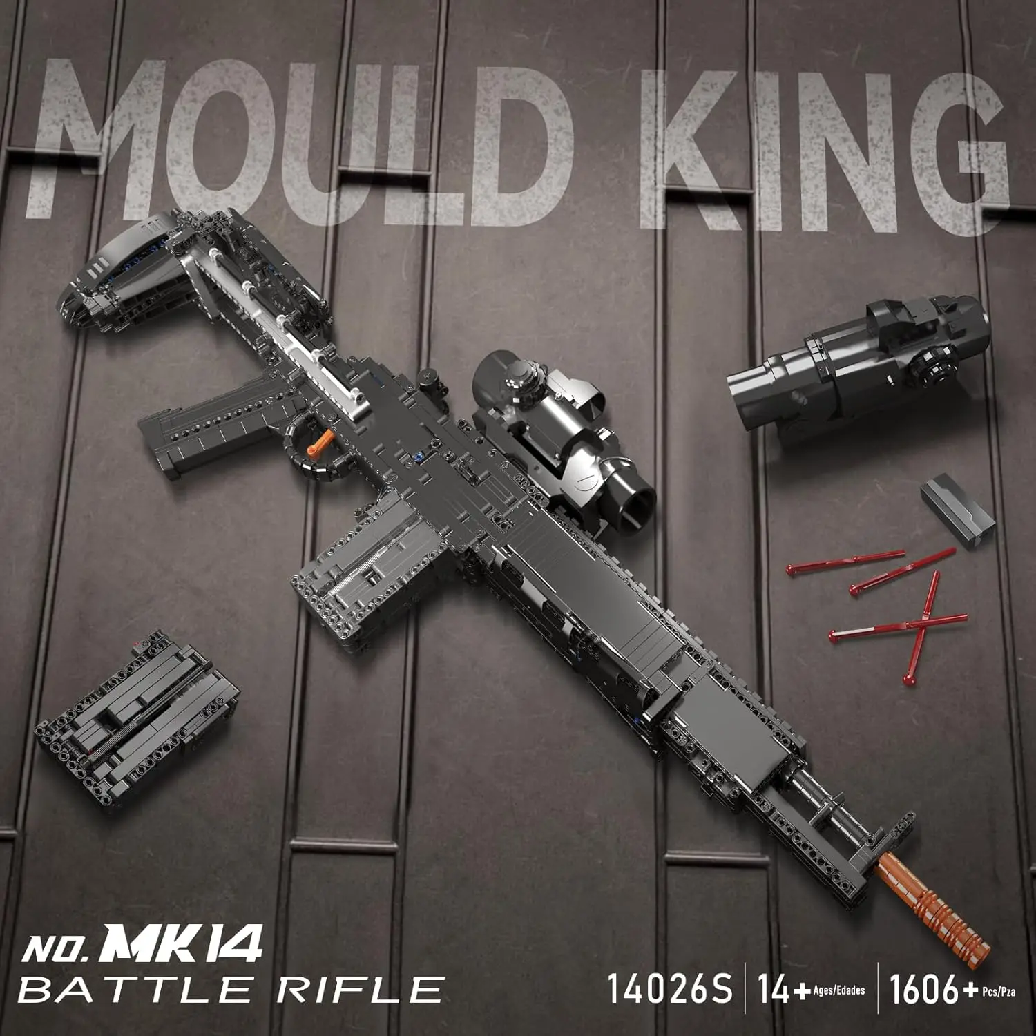 

MK14026 1:1 Scale Sniper Rifle 1606PCS Building Blocks Kit With Functional Trigger, Collectible Model Gift for Adults & Teens