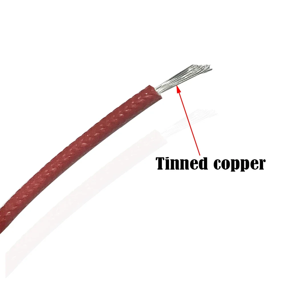 ul3122 22awg High Temperature High Pressure 200 °C Silica Gel Fiberglass Red Line OD 2mm Black Cable