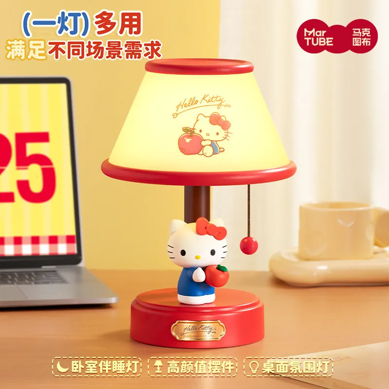 Anime Sanrio Hello Kitty Table Lamp Bedroom Ambient Bedside Night Light Cute Desktop Ornament Practical Birthday Gift For Girls