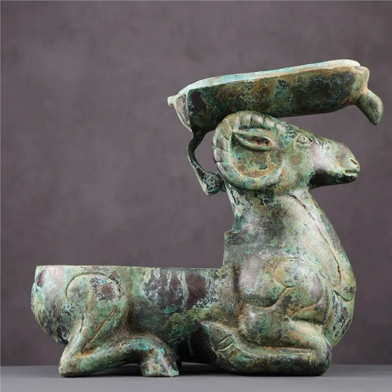 Bronze Ware Western Han Sleeping Sheep Lamp Ancient Copper Lamp Lamps Old Film and Television Props Hebei Tibet