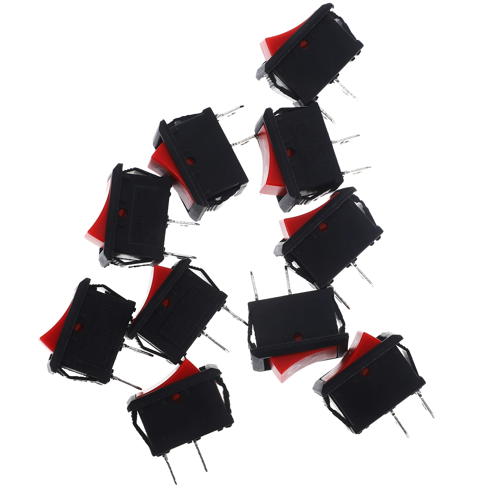

10pcs Boat KCD1-101 15x21mm Two Position Red Solid Mini Rocker Electric On Off Toggle Power On Off Switch